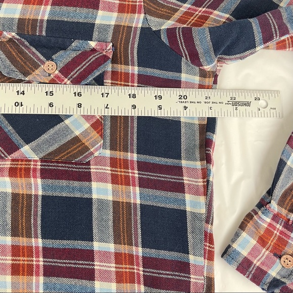 Vintage Red and Blue Plaid Flannel Shirt, Med Tall - Picture 7 of 11